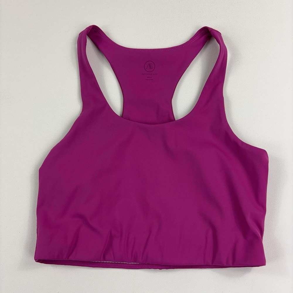 Addison Bay Sports Bra Small Magenta Pink Longline Racerback Crop Top